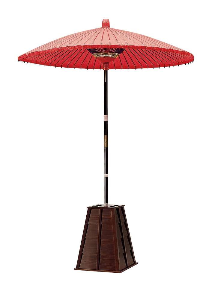 茶道具 野点傘】3.5尺 茶席用野点傘 2点セット（本体+鉄製 傘立て台